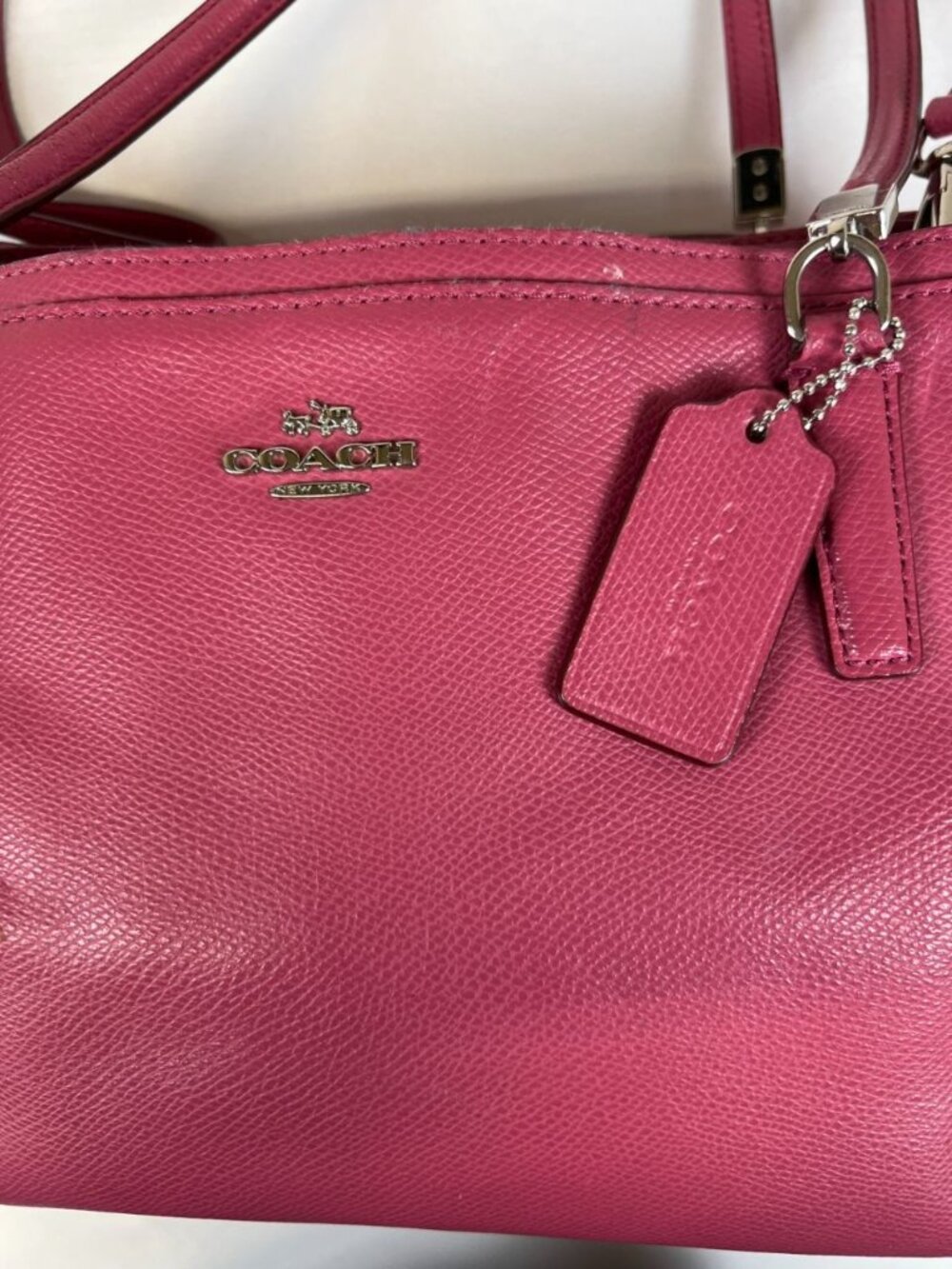 Coach Women Pink Leather Satchel Handbag Crossbody Bag Silver Hardware - Picture 12 of 16